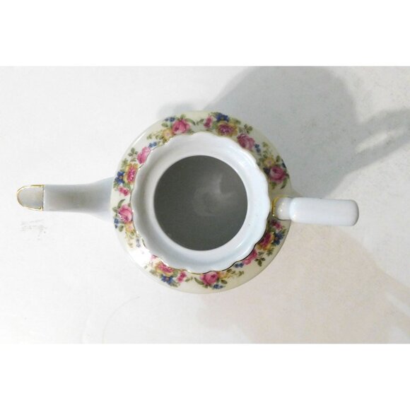 Vintage 1940s Goldcastle Hostess China Teapot Floral Design Gold Trim Japan - Picture 8 of 16